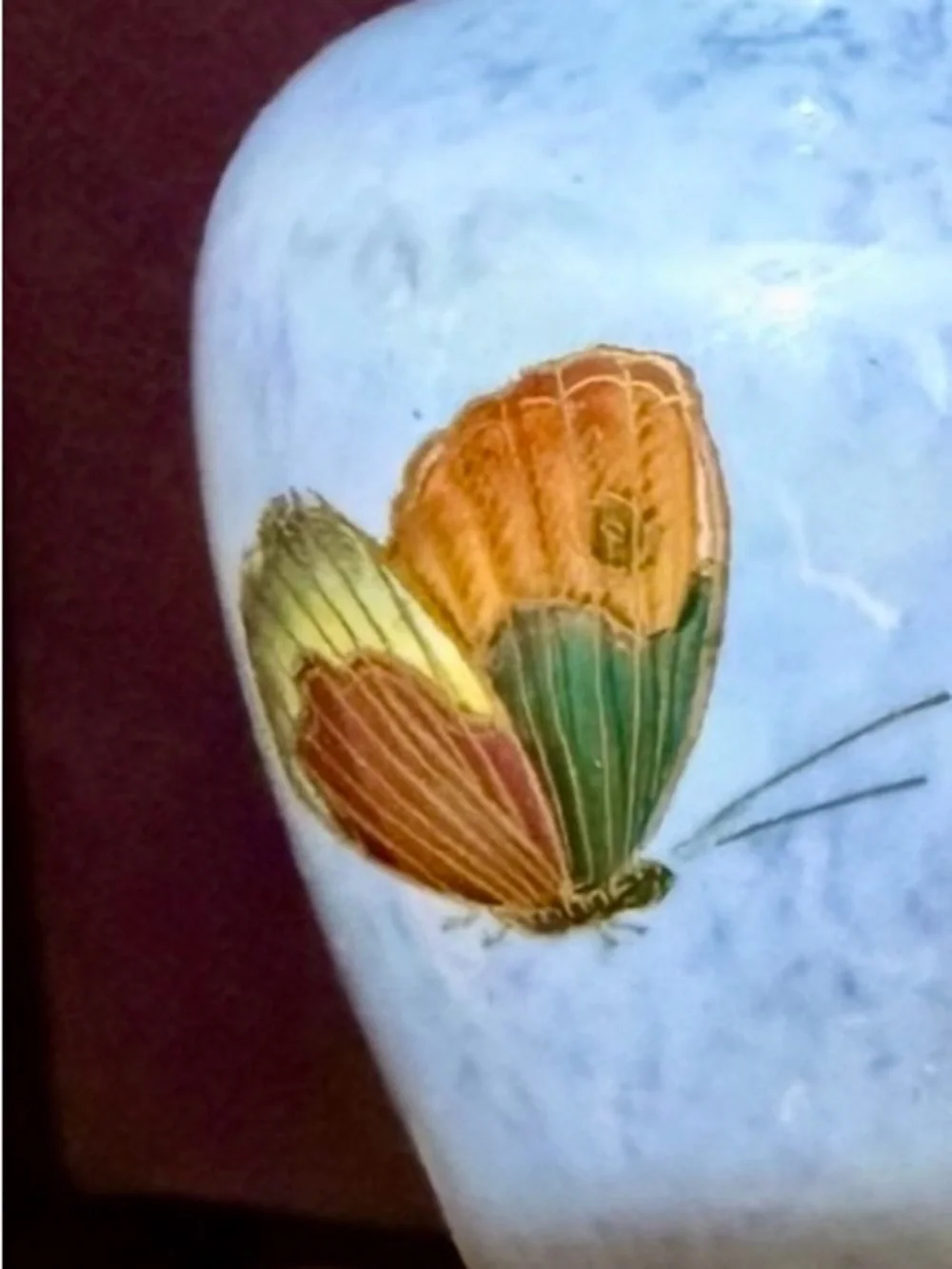 Art Deco Carlton Ware Armand Blue Butterfly Lustre Vase 1920s Antique - Picture 9 of 10